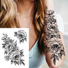 Load image into Gallery viewer, Realistic Big Flower Temporary Waterproof Sticker Tattoos For Body Painting Arm Legs Fake Black Rose Tattoos For Womens