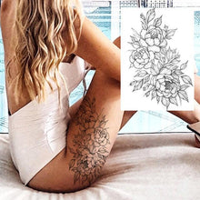 Load image into Gallery viewer, Realistic Big Flower Temporary Waterproof Sticker Tattoos For Body Painting Arm Legs Fake Black Rose Tattoos For Womens