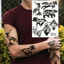 Load image into Gallery viewer, Realistic Black Temporary Small Big Tattoos Space Planets Animals Tatoos Waterproof Face Hands Tattoos For Girls Mens