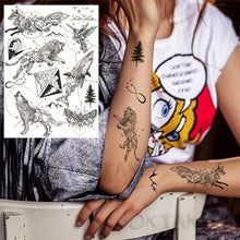 Load image into Gallery viewer, Realistic Black Temporary Small Big Tattoos Space Planets Animals Tatoos Waterproof Face Hands Tattoos For Girls Mens