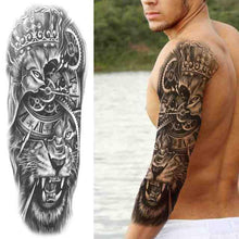 Load image into Gallery viewer, Realistic Full Arm Temporary Tattoos Sleeve Fake Tatoos Warrior Lion Tiger Flower Waterproof Tattoo Stickers For Womens Mens