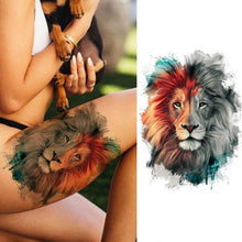 Load image into Gallery viewer, Realistic Lion Temporary Tattoo Black Warrior Sticker Waterproof Luxury Tattoo For Men Women