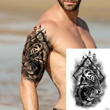 Load image into Gallery viewer, Realistic Lion Temporary Tattoo Black Warrior Sticker Waterproof Luxury Tattoo For Men Women