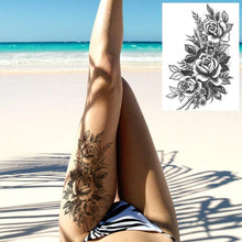 将图片加载到图库查看器,Realistic Tattoos Temporary Womens Flower Sticker Tattoos Waterproof Women Body Art Fake Legs Tattoo Stickers