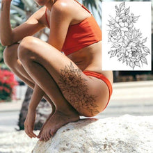 将图片加载到图库查看器,Realistic Tattoos Temporary Womens Flower Sticker Tattoos Waterproof Women Body Art Fake Legs Tattoo Stickers