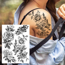 将图片加载到图库查看器,Realistic Tattoos Temporary Womens Flower Sticker Tattoos Waterproof Women Body Art Fake Legs Tattoo Stickers