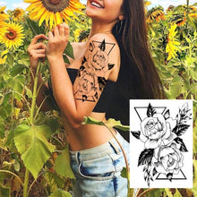 将图片加载到图库查看器,Realistic Tattoos Temporary Womens Flower Sticker Tattoos Waterproof Women Body Art Fake Legs Tattoo Stickers