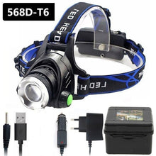 Load image into Gallery viewer, Rechargeable Adjustable 10000LM Led Headlamp Micro USB Charger Flashlight Head Lamp Portable Light Torch Flashlight For Night Work Camping Hiking Walking