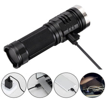 Load image into Gallery viewer, Rechargeable Adjustable Flashlight High Lumen Powerful Waterproof Portable Cree USB LED Super Bright Flashlight Pocket Size Torch Light For Camping Hiking Riding
