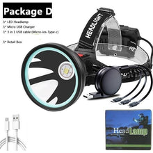 Load image into Gallery viewer, Rechargeable Adjustable Headlamp, Zoom/Waterproof LED White Yellow Color High Lumen Headlamp Flashlight Torch Power Bank For Adult Outdoor Camping Fishing Adventures