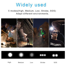 Load image into Gallery viewer, Rechargeable Adjustable Led Flashlights With High Lumen With Battery Display Super Bright Waterproof Flashlight 5 Lighting Modes For Adventure Hiking Camping Hunting New Design