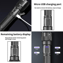 Load image into Gallery viewer, Rechargeable Adjustable Led Flashlights With High Lumen With Battery Display Super Bright Waterproof Flashlight 5 Lighting Modes For Adventure Hiking Camping Hunting New Design