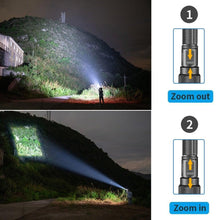 Load image into Gallery viewer, Rechargeable Adjustable Led Flashlights With High Lumen With Battery Display Super Bright Waterproof Flashlight 5 Lighting Modes For Adventure Hiking Camping Hunting New Design