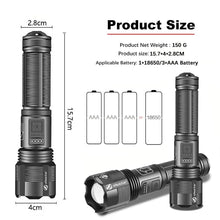 Load image into Gallery viewer, Rechargeable Adjustable Led Flashlights With High Lumen With Battery Display Super Bright Waterproof Flashlight 5 Lighting Modes For Adventure Hiking Camping Hunting New Design