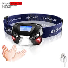 Load image into Gallery viewer, Rechargeable Adjustable LED USB Headlamp 10000Lm Powerfull Adjustable Waterproof Headlight Body Motion Sensor Head Flashlight For Outdoor Hiking Camping Torch Light Lamp