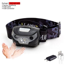 Load image into Gallery viewer, Rechargeable Adjustable LED USB Headlamp 10000Lm Powerfull Adjustable Waterproof Headlight Body Motion Sensor Head Flashlight For Outdoor Hiking Camping Torch Light Lamp