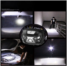 Load image into Gallery viewer, Rechargeable Adjustable LED USB Headlight Powerfull Elastic High Lumens Headband Headlamp Motion Sensor Flashlight For Adults Kids Running Camping Hiking Camping