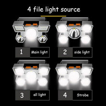 Load image into Gallery viewer, Rechargeable Adjustable USB 5LED Headlamp with High Lumen Handsfree Waterproof Portable Ability Focusing Ring Headlight Flashlight Torchlight For Outdoor Camping Hiking Running Headlight