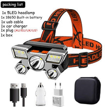 Load image into Gallery viewer, Rechargeable Adjustable USB 5LED Headlamp with High Lumen Handsfree Waterproof Portable Ability Focusing Ring Headlight Flashlight Torchlight For Outdoor Camping Hiking Running Headlight