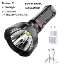 Load image into Gallery viewer, Rechargeable Adjustable USB LED Portable Rotary High Lumen Zoombale Super Strong Flashlight Ultra-bright For Long-range Outdoor Camping Fishing Hiking Riding Walking Jogging Flashlight