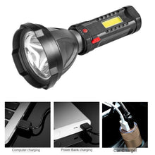Load image into Gallery viewer, Rechargeable Adjustable USB LED Portable Rotary High Lumen Zoombale Super Strong Flashlight Ultra-bright For Long-range Outdoor Camping Fishing Hiking Riding Walking Jogging Flashlight