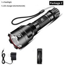 Load image into Gallery viewer, Rechargeable Adjustable Zoomable Waterproof LED Flashlight Super bright LED Tactical Torch Flashlight For Night Riding Camping Hiking Hunting & Indoor Activities