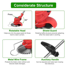 Load image into Gallery viewer, Rechargeable Electric Cordless Grass Trimmer with Alloy Saw Blade