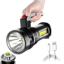 Load image into Gallery viewer, Rechargeable Handheld Flashlights Waterproof 3 Switch Mode Powerful High Lumens Spotlight Fashlight High Power Portable LED Waterproof Outdoor Long Lasting Spot Light Flashlight For Home & Outdoor Use