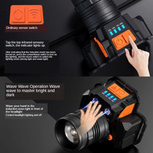 Load image into Gallery viewer, Rechargeable High Lumens Work Headlight Ultra Bright Headlamp LED Headlight Sensor Powerful Head Lamp Waterproof Flashlight For Adults Running Hiking Camping Fishing
