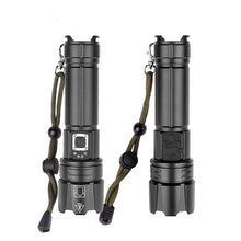 Load image into Gallery viewer, Rechargeable LED Flashlight High Lumen USB Ultra Bright Adjustable Powerful Zoomable Flashlight Water Resistant For Daily Household and Outdoor Camping Hiking Riding Running