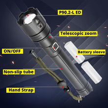 Load image into Gallery viewer, Rechargeable LED Flashlight High Lumen USB Ultra Bright Adjustable Powerful Zoomable Flashlight Water Resistant For Daily Household and Outdoor Camping Hiking Riding Running