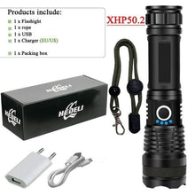 Load image into Gallery viewer, Rechargeable LED Flashlights High Lumens Waterproof Zoomable Super Bright Tactical Flashlight Powerful USB LED CREE Flashlight Hand Lamp For Hiking Camping Household Outdoor Sport