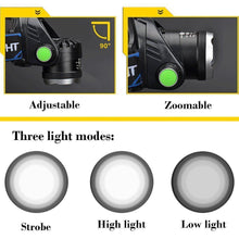 Load image into Gallery viewer, Rechargeable LED Headlamps Ultra-bright High lumens Zoomable Waterproof LED Headlight Head Torch Flashlight Head Lamp For Fishing Hands-Free Headlight