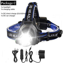 Load image into Gallery viewer, Rechargeable LED Headlamps Ultra-bright High lumens Zoomable Waterproof LED Headlight Head Torch Flashlight Head Lamp For Fishing Hands-Free Headlight
