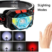 Load image into Gallery viewer, Rechargeable LED Powerfull Headlamp Flashlight USB Waterproof Headlamp Motion Body Sensor Headlight For Adults & Kids Camping Flashlight Outdoors Camping Running Biking Fishing