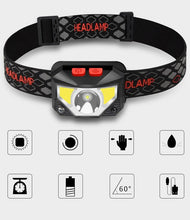 Load image into Gallery viewer, Rechargeable LED Powerfull Headlamp Flashlight USB Waterproof Headlamp Motion Body Sensor Headlight For Adults & Kids Camping Flashlight Outdoors Camping Running Biking Fishing