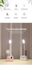 将图片加载到图库查看器,Rechargeable Led Table Lamp With Fan Touch Dimmable Desk Lamp Eye protection Reading Light For Kid With Phone Hoder Pen Holder Decorative Table Lamp Cute Study Lamps for Bedroom Décor