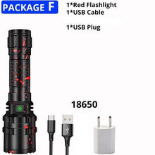 Load image into Gallery viewer, Rechargeable LED Tactical Flashlights Waterproof Powerful High Lumen Super Bright Power LED Aluminum Flashlight For Hiking Outdoor Camping Fishing Jogging Running HouseholdPowerful Light