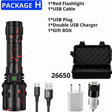 Load image into Gallery viewer, Rechargeable LED Tactical Flashlights Waterproof Powerful High Lumen Super Bright Power LED Aluminum Flashlight For Hiking Outdoor Camping Fishing Jogging Running HouseholdPowerful Light