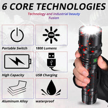 Load image into Gallery viewer, Rechargeable LED Tactical Flashlights Waterproof Powerful High Lumen Super Bright Power LED Aluminum Flashlight For Hiking Outdoor Camping Fishing Jogging Running HouseholdPowerful Light