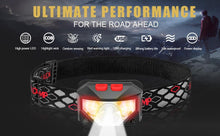 Load image into Gallery viewer, Rechargeable Powerful USB LED High Lumen Headlamp Ultra-Light Bright Headlight Waterproof Sensor Head Light For Outdoors Camping Running Hiking Biking Fishing