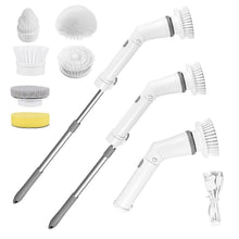 Load image into Gallery viewer, Rechargeable Telescopic Cleaning Brush 6 Replaceable Heads 2 Speed Adjustable Extension Arm