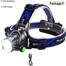 Load image into Gallery viewer, Rechargeable Ultra-bright High Lumen LED Headlamp Hands-Free USB Zoomable Headlight Waterproof Super Bright Head Lights For Fishing Camping Hiking Riding JoggingTorch Flashlight