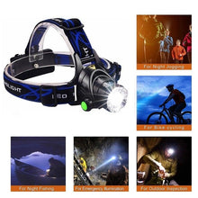Load image into Gallery viewer, Rechargeable Ultra-bright High Lumen LED Headlamp Hands-Free USB Zoomable Headlight Waterproof Super Bright Head Lights For Fishing Camping Hiking Riding JoggingTorch Flashlight