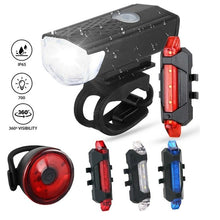 将图片加载到图库查看器,Rechargeable USB Bike Light Bicycle Front Rear Back Taillight Cycling Headlight Bicycle Lamp Flashlight Powerful Front And Back Lights Bicycle Accessories For Night Riding Cycling Safety Best Headlight With USB Tail