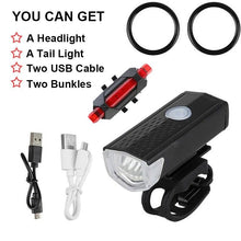 将图片加载到图库查看器,Rechargeable USB Bike Light Bicycle Front Rear Back Taillight Cycling Headlight Bicycle Lamp Flashlight Powerful Front And Back Lights Bicycle Accessories For Night Riding Cycling Safety Best Headlight With USB Tail