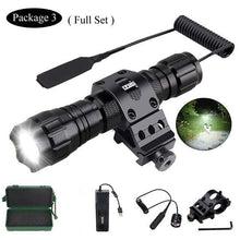 Load image into Gallery viewer, Rechargeable USB Charger High Lumen LED Light Tactical Flashlight With Rail Mount Led Light White Tactical Flashlight Pressure Switch For Long Distance Night Hunting