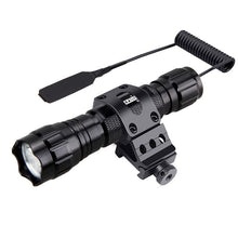 Load image into Gallery viewer, Rechargeable USB Charger High Lumen LED Light Tactical Flashlight With Rail Mount Led Light White Tactical Flashlight Pressure Switch For Long Distance Night Hunting