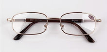 Load image into Gallery viewer, Rectangle Style Stainless Steel Material Spring Hinges Includes Tinted Blue Light Blocking Readers Men Reading Glasses Women Crystal Glass Lenses+0.50 to +100 +200 +250 +600