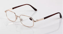 Load image into Gallery viewer, Rectangle Style Stainless Steel Material Spring Hinges Includes Tinted Blue Light Blocking Readers Men Reading Glasses Women Crystal Glass Lenses+0.50 to +100 +200 +250 +600